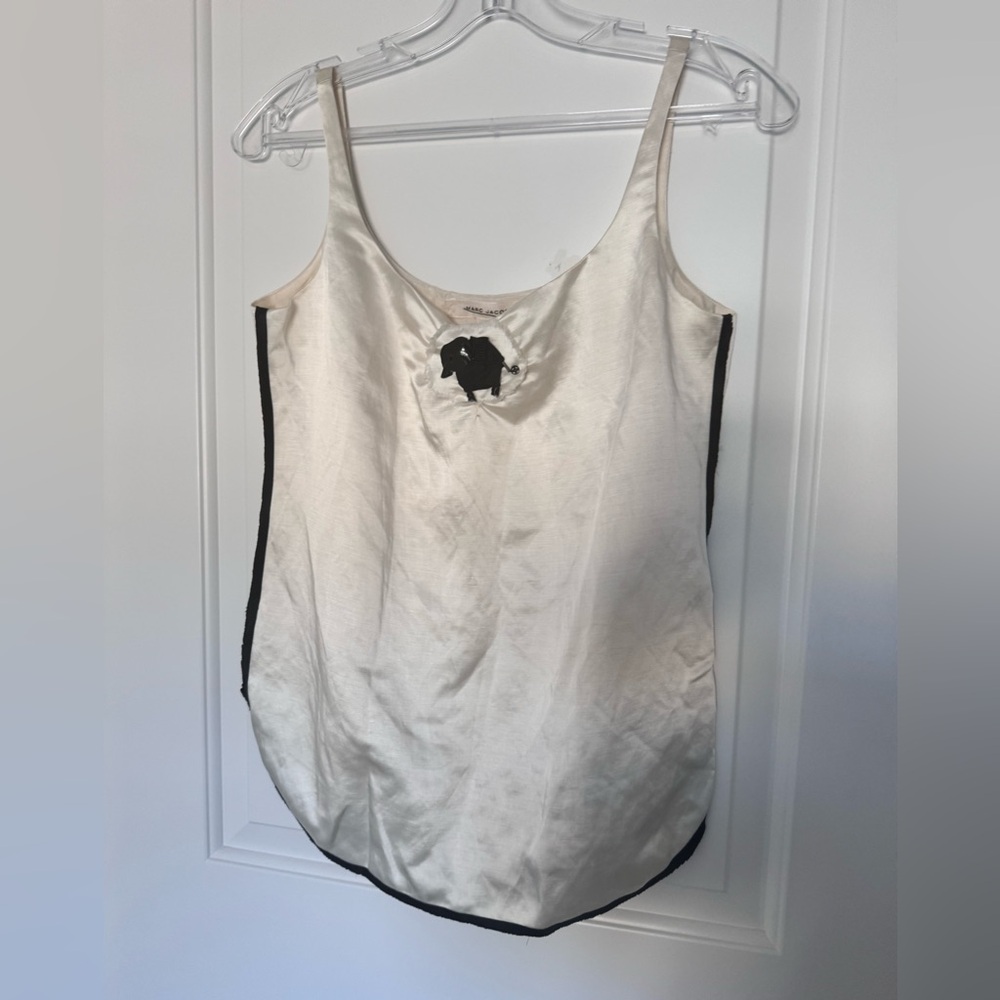 Marc Jacobs Cream Satin Tank with Black Trim